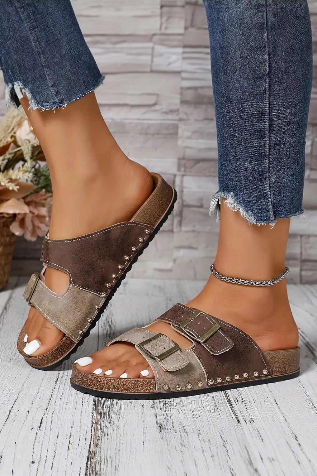 Western Buckle Sandals