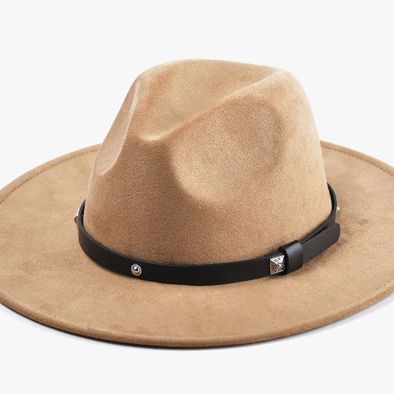 Wynn Faux Suede Fedora – Studded Band Hat